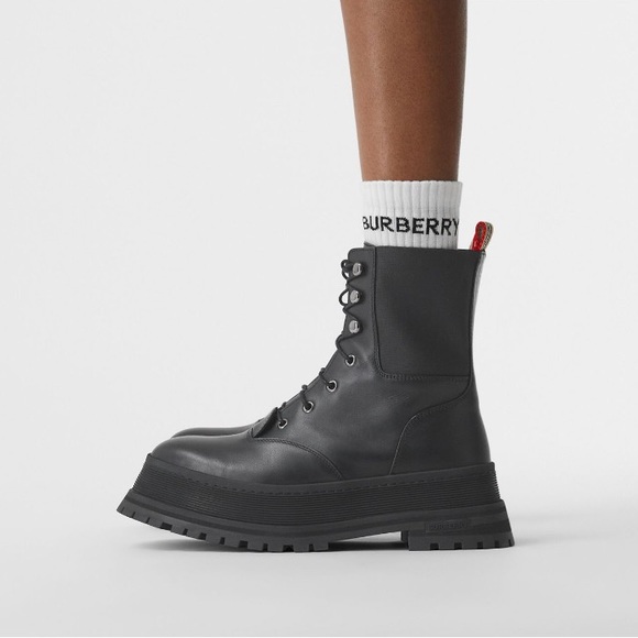 Burberry Icon Stripe Lace-up Leather Boots - Picture 13 of 15